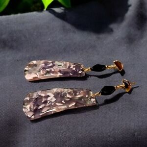 FALL SALE!!! Elegant Black, Pastels and Gold Dangle Earrings  FREE SHIPPING